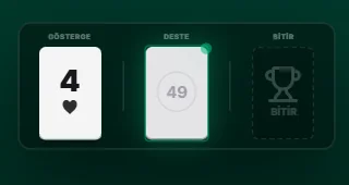 Game panel with a black 4 indicator, the face-down pile in the middle and the finish area