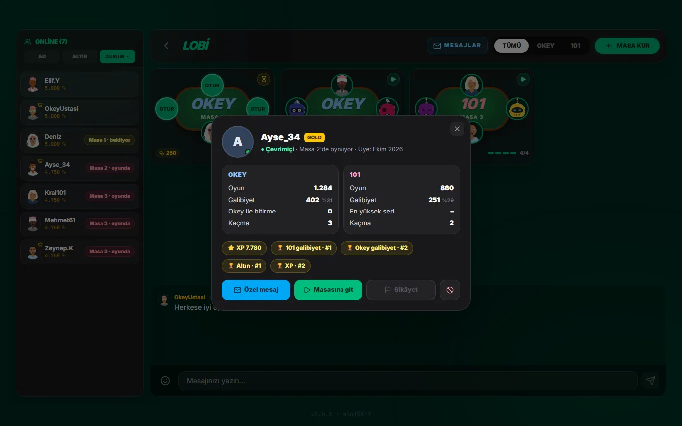 Oyuncu kartı ve istatistikler